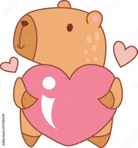 Illustrations of cute capybara character clip art for kids.