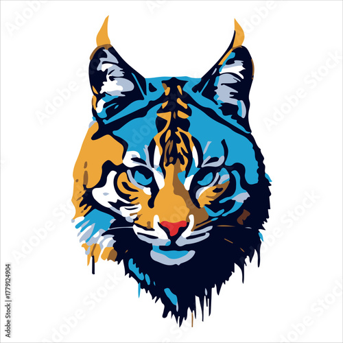 Film & VidVibrant Abstract Pop-Art Portrait of a Fierce Bobcat with Blue and Gold Accents

The Electric Gaze: A Bold, Graphic Vector Illustration of a Eurasian Lynx Head

Cubist Feline: Deconstructeeo