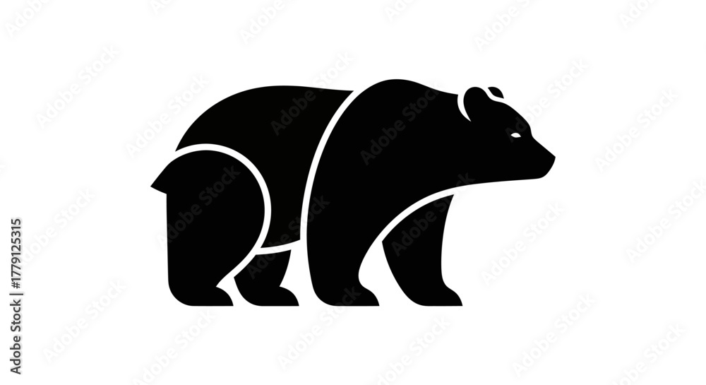 Obraz premium Black bear silhouette on white background design element for various uses