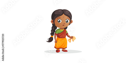 2d Indian village girl cartoon character ready for animation moral stories, made by adobe illustrator and ready for animate cc
