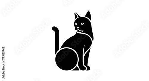 Black cat silhouette on white background vector illustration