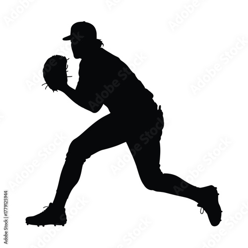 Baseball Player Silhouette Vector.
