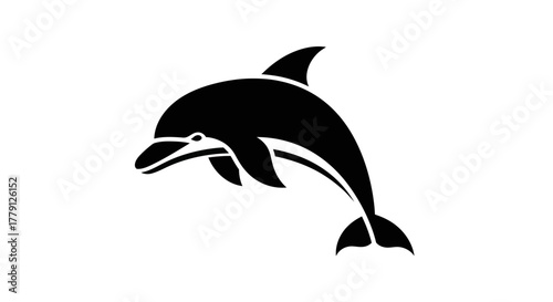 Black dolphin silhouette jumping isolated on white background symbol