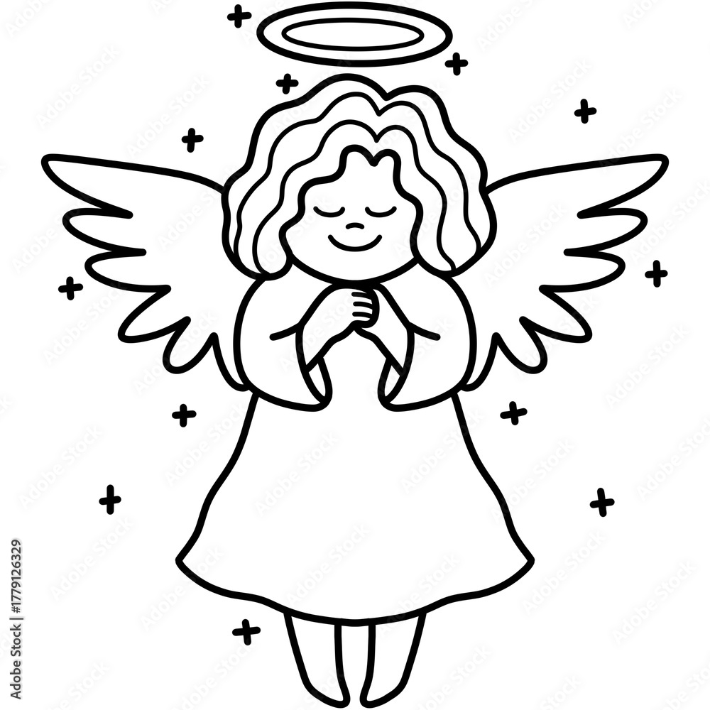 Fototapeta premium outline of a female angel 