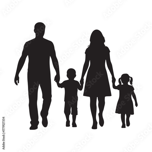 Happy family silhouette vector illustration design on white background