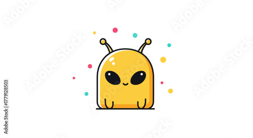 Cartoon alien character illustration yellow creature on white background