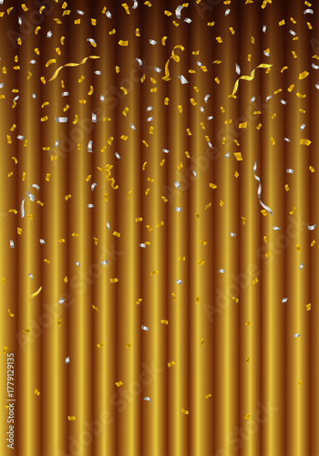 金色の幕　金のカーテン　紙吹雪（タテ）