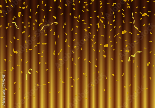 金色の幕　金のカーテン　紙吹雪（ヨコ）