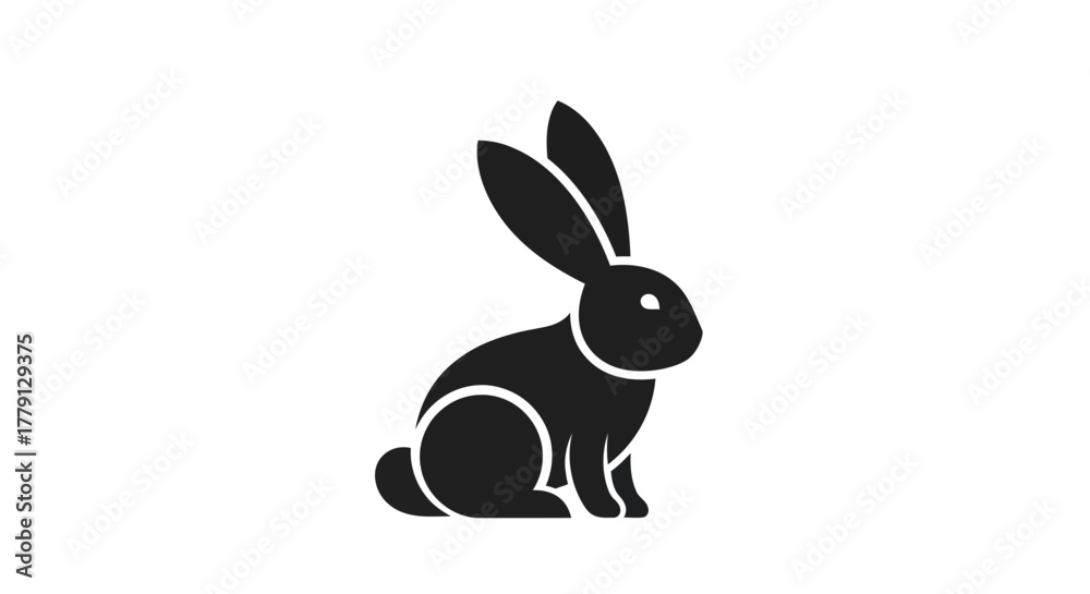 Fototapeta premium Black rabbit silhouette on white background illustration perfect for designs
