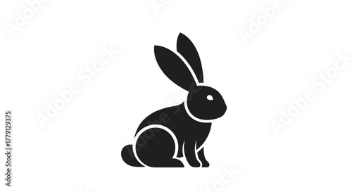 Black rabbit silhouette on white background illustration perfect for designs