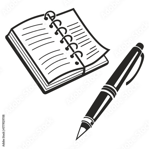 Notebook and pen, ready to take notes or write
