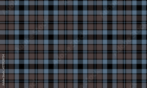 This seamless plaid pattern in brown, blue, and black gives a classic and contemporary feel to clothing, skirts, pants, and dresses, all in a simple yet elegant and unique style.