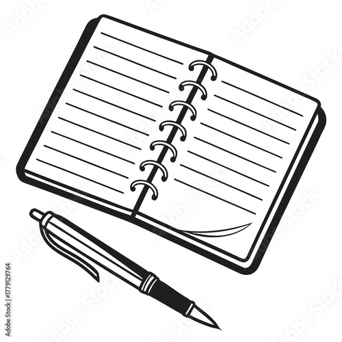 Open spiral notebook and pen for taking notes
