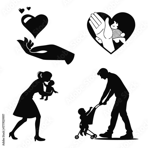 Set of parents and children icons for project