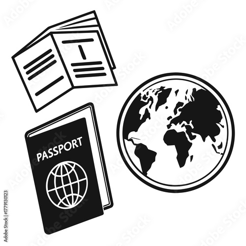Passport and world map representing international travel