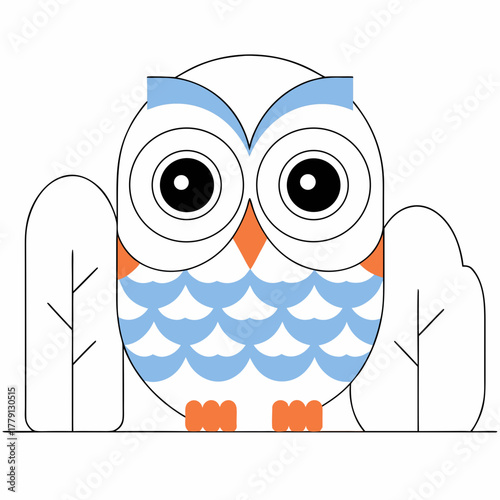 A cute minimalist owl illustration with large eyes