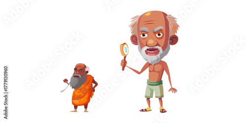 Indian old man cartoon character. moral stories for the best cartoon character. 2d best cartoon character