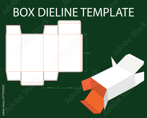 Rivers Tuck end Box 10x8x20 cm dieline template