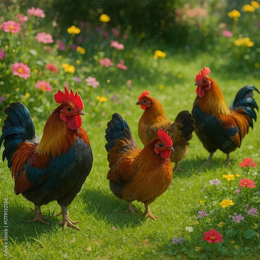Fototapeta premium rooster and hen