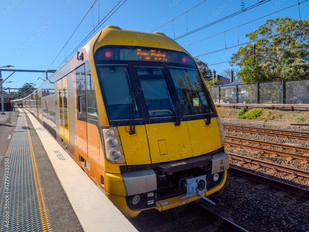 Fototapeta premium 5 November 2025 passenger Train going through Summer Hill train station a suburban Sydney train Station NSW Australia