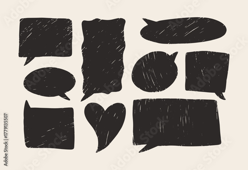 Cute crayon geometric speech bubble set