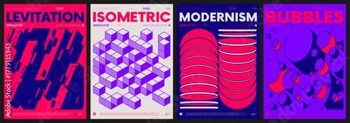 Vector minimalist colorful contemporary art with geometric shapes, brutalist style inspired graphics, bold aesthetic, modern abstract poster collection, shape distortion effect set 27