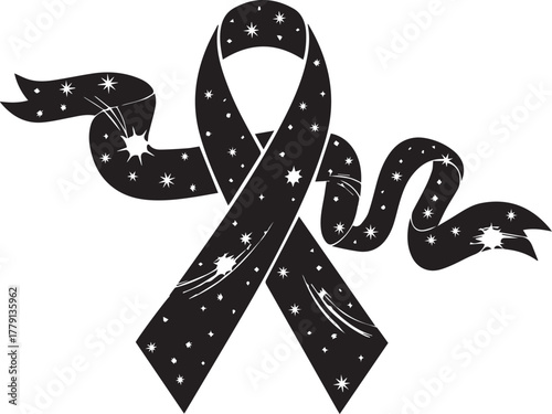 World aids day awareness ribbon with celestial stars and shooting stars symbolism