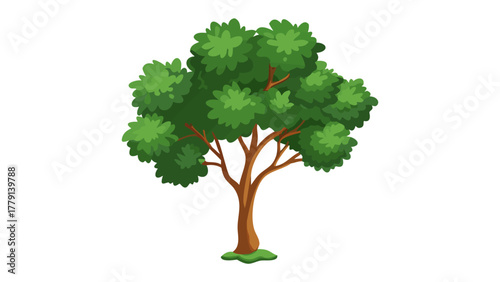 Tree of Life: A lush and vibrant tree stands in full bloom, its branches adorned with fresh green leaves and a sturdy trunk anchoring it to the earth.