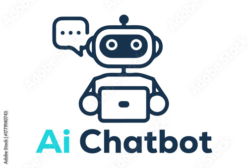 AI Chatbot Vector Logo Design – Artificial Intelligence Robot Illustration for Customer Support, Virtual Assistant, and Smart Technology Communication Concept