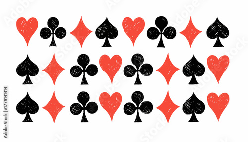 Playing Card Suits Pattern A Repeating Design of Spades, Diamonds, Clubs, and Hearts