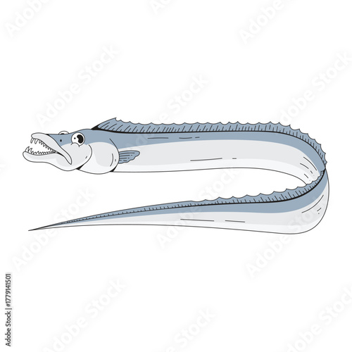 Largehead haritail fish sea animal cartoon icon illustration