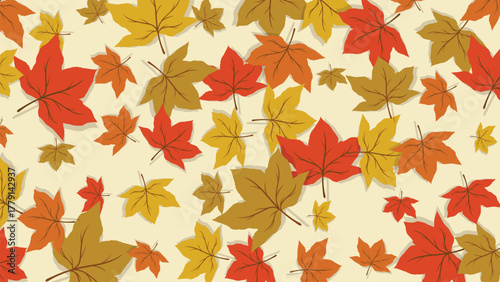 Seamless Maple Leaves Autumn Fall Vector Pattern