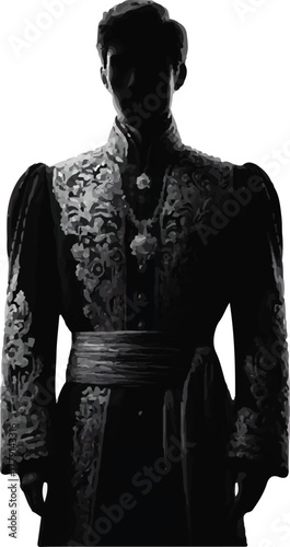 An artistic rendering of male 1800s fashion from the Philippines, showcasing traditional attire and style elements of the era.