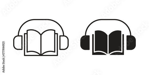 Audiobook icon symbol. Vector EPS 10. line and glyph icon