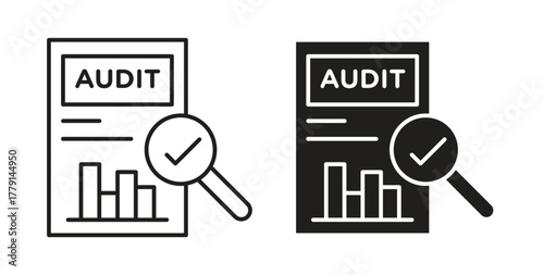 Audit report icon symbol. Vector EPS 10. line and glyph icon