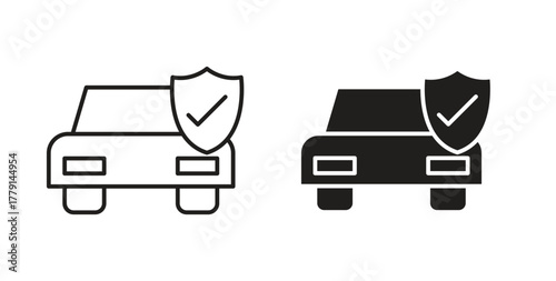 Auto insurance icon symbol. Vector EPS 10. line and glyph icon