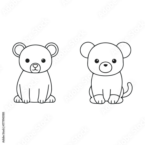Cartoon Animal Duo Line Drawing for Kids Coloring