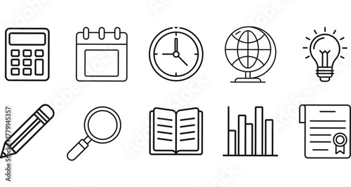 Education business study learning finance research office icons