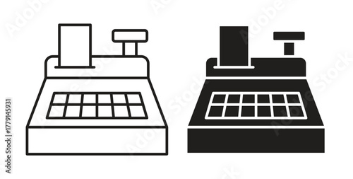 Cash register icon symbol. Vector EPS 10. line and glyph icon