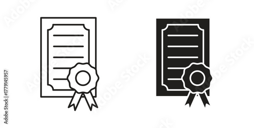 Certificate icon symbol. Vector EPS 10. line and glyph icon
