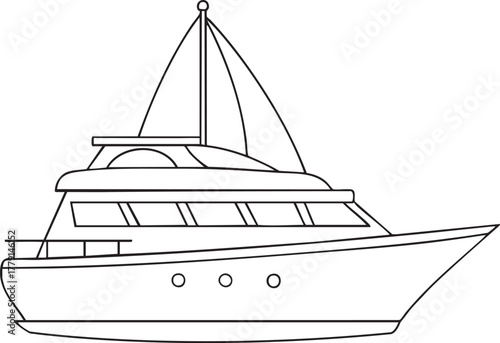 Elegant sailing yacht silhouette illustration representing luxury nautical design and marine charm