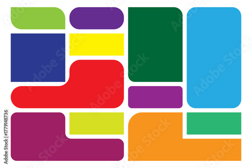 Creative bento grid layouts. Geometric shapes compositions, trendy UI frame template and modern card tiles. Brutal shape pattern and web comics grids vector set.