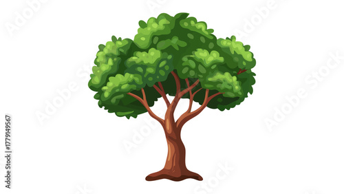 Lush Tree Illustration: An animated tree, boasting vibrant green foliage and a sturdy brown trunk, embodies growth and vitality.
