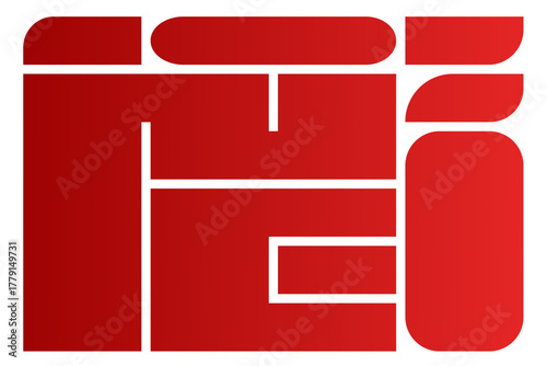 Creative bento grid layouts. Geometric shapes compositions, trendy UI frame template and modern card tiles. Brutal shape pattern and web comics grids vector set.