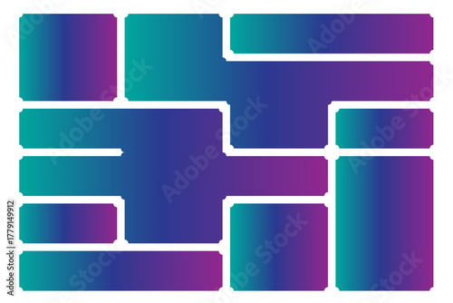 Creative bento grid layouts. Geometric shapes compositions, trendy UI frame template and modern card tiles. Brutal shape pattern and web comics grids vector set.