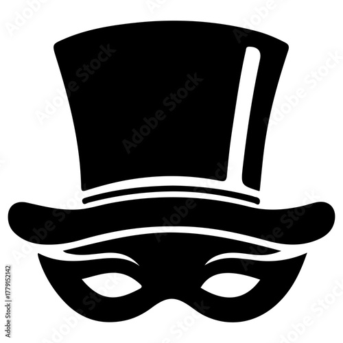 mardi gras hat with face mask simple silhouette vector
