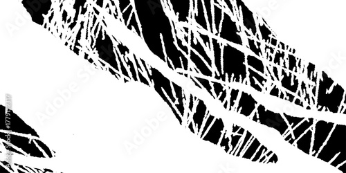 Black ink banner brush grunge paper, vector white abstract background.	
