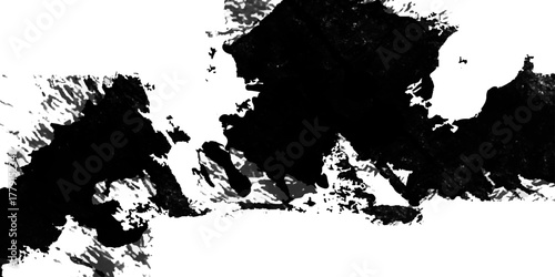 Black ink banner brush grunge paper, vector white abstract background.	