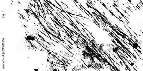 Black ink banner brush grunge paper, vector white abstract background.	