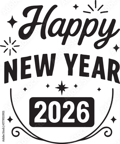 Festive happy new year 2026 celebration greeting card design template